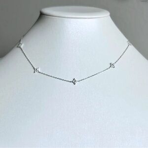 Dainty Flower Silver Station Necklace